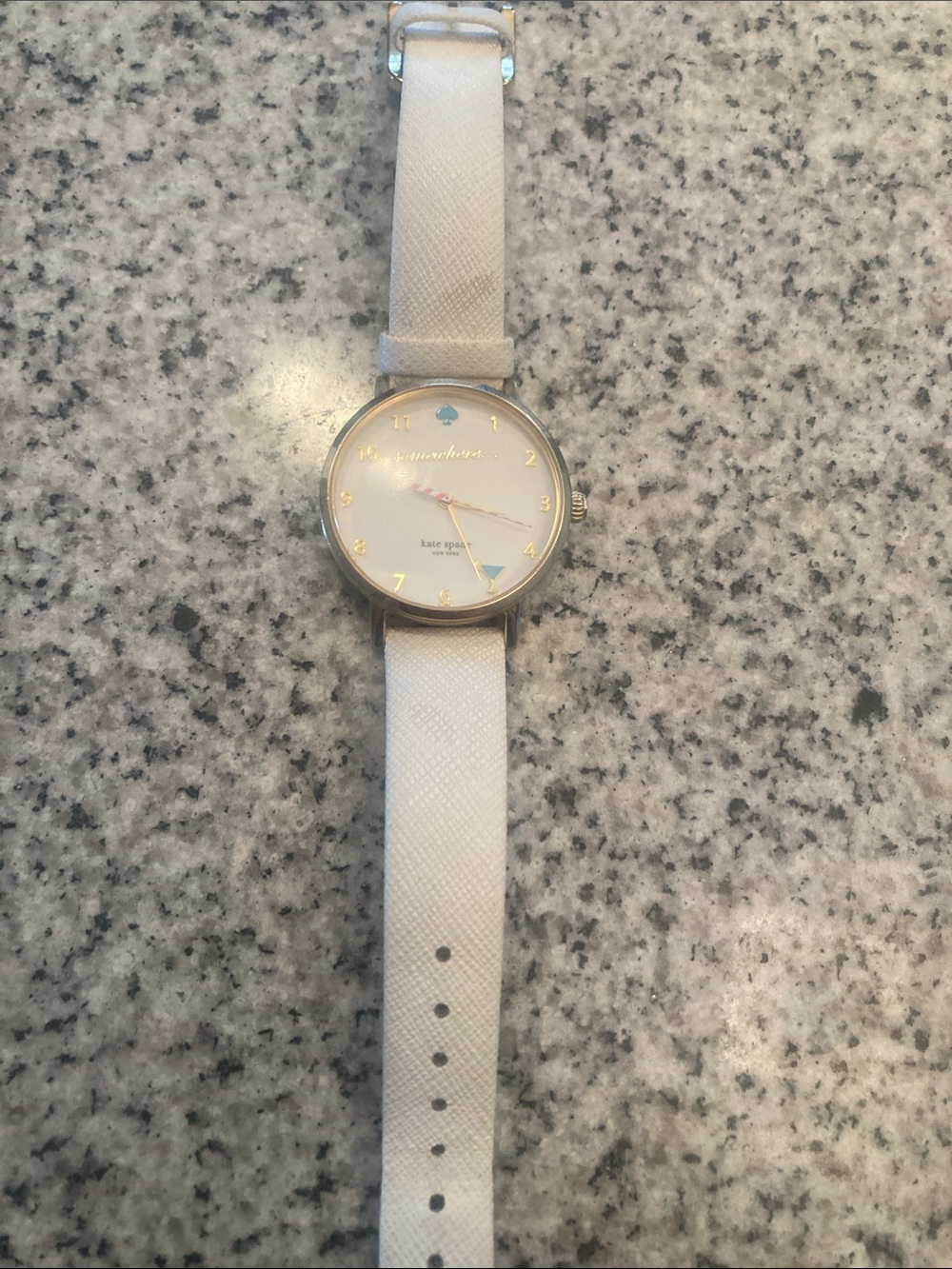 kate spade White Leather Strap Gold-Tone Accent Watch